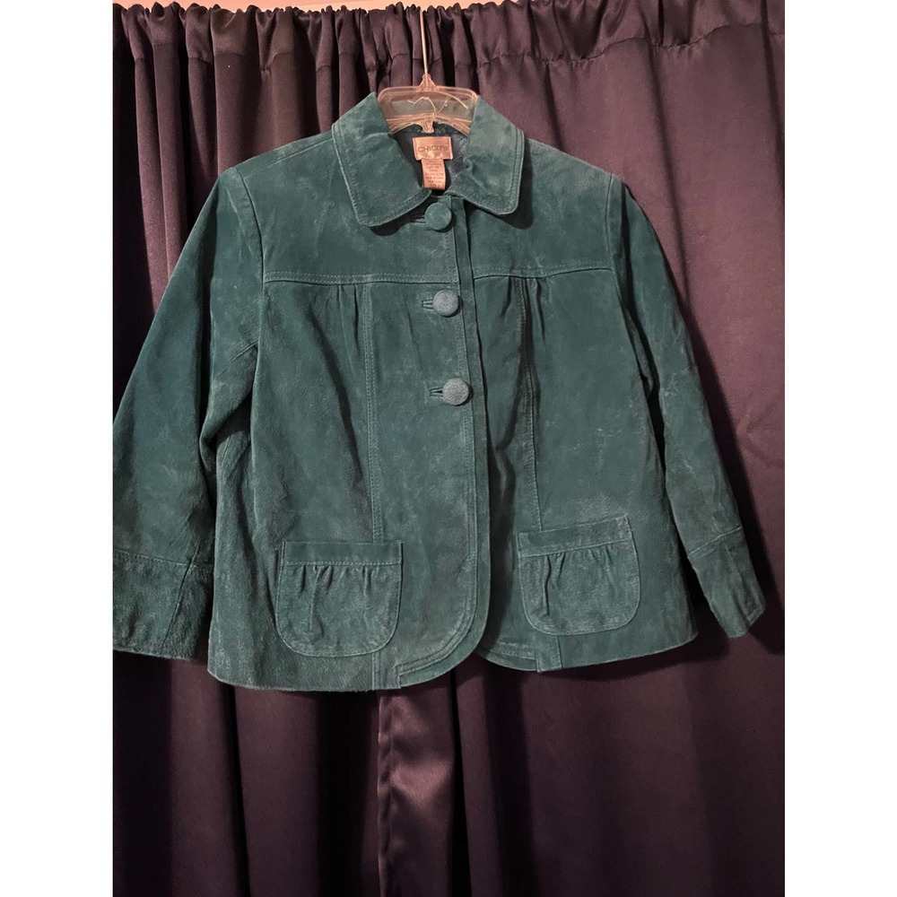 Vintage Chicos Small Blue Genuine Leather Jacket